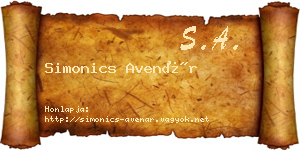 Simonics Avenár névjegykártya